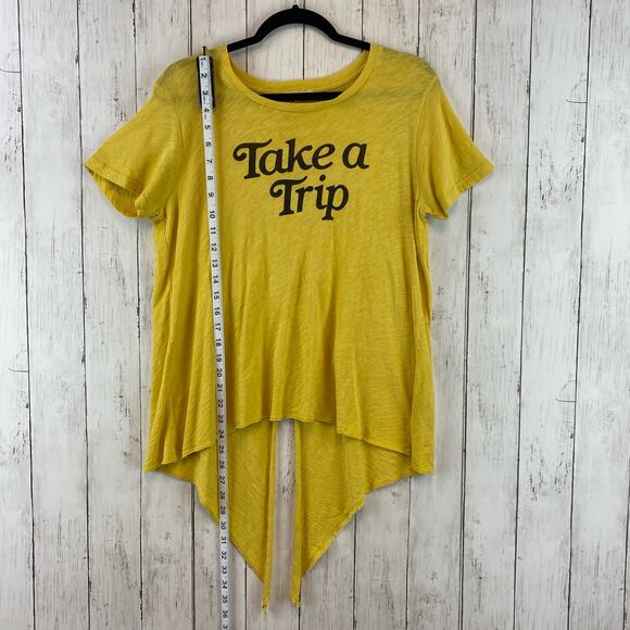 Sundry Yellow Graphic "Take A Trip" Tie Back Short Sleeve T-Shirt Size 1/Small - Picture 6 of 12